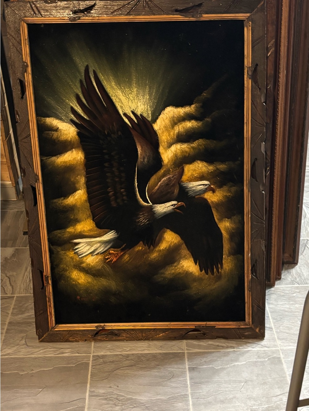 Framed Eagle Wall Art in Black and Gold by